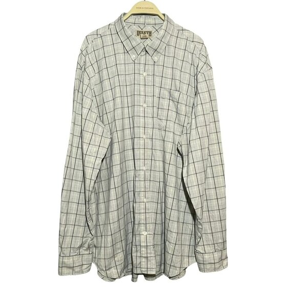 Duluth Button Dress Shirt Men 2XL Checker Plaid Preppy Workwear Casual Modern - Picture 1 of 11